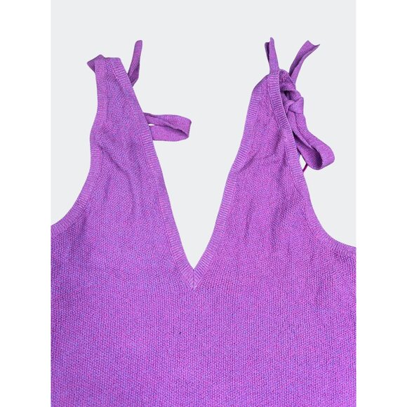Free People Beach Lavender Cotton Knit Tie-Strap Tank Top V-Neck Small - Picture 13 of 16